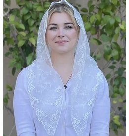 Oremus Mercy St. Teresa of Avila Chapel Veil  WHITE     (52" x 20")