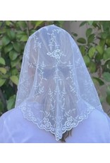 Oremus Mercy St. Teresa of Avila Chapel Veil  WHITE     (52" x 20")