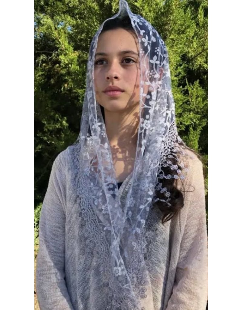 Oremus Mercy Cherry Blossom Church Veil - GRAY (48″ x 13″)