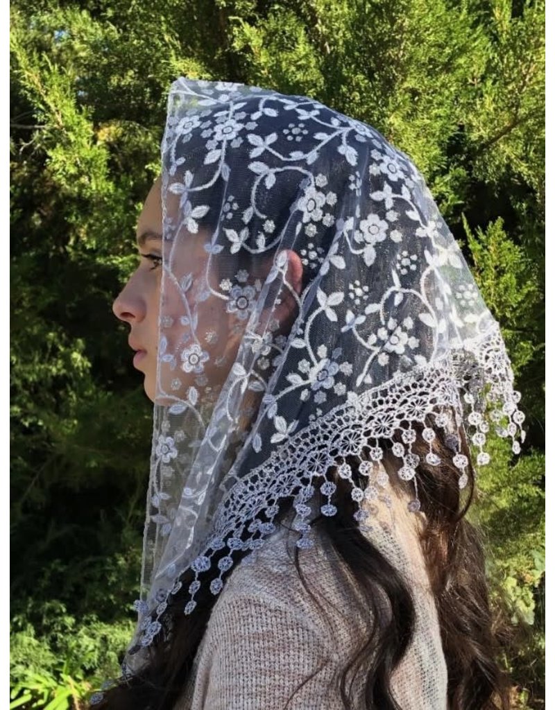 Oremus Mercy Cherry Blossom Church Veil - GRAY (48″ x 13″)