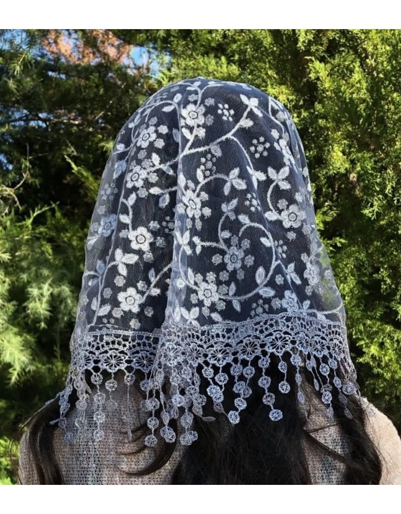 Oremus Mercy Cherry Blossom Church Veil - GRAY (48″ x 13″)