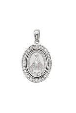 McVan Sterling Silver Crystal Stone Miraculous Medal on 18" Chain