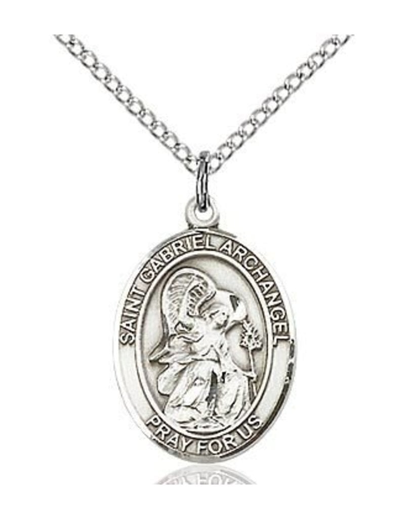 Bliss Manufacturing Sterling Silver St. Gabriel Archangel Medal With 18" Chain Necklace