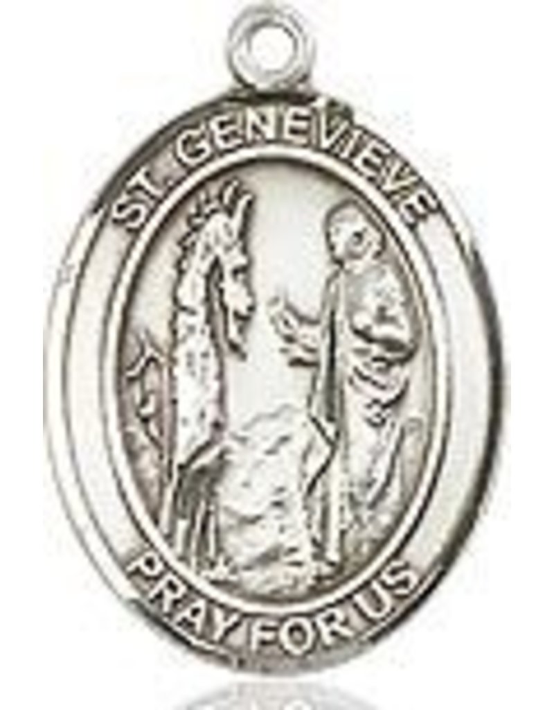 Bliss Manufacturing Sterling Silver St. Genevieve Medal With 18" Chain
