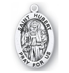 HMH Religious Sterling Silver St. Hubert Medal With 20" Chain Necklace, Patron of Hunters