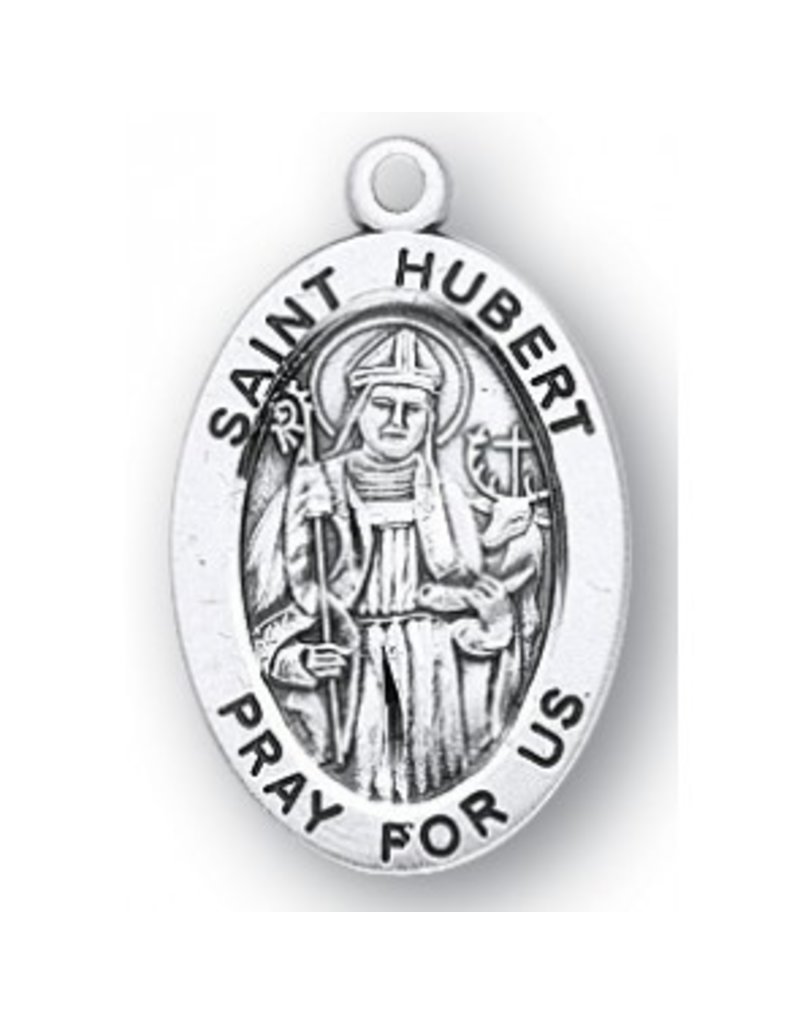 HMH Religious Sterling Silver St. Hubert Medal With 20" Chain Necklace, Patron of Hunters