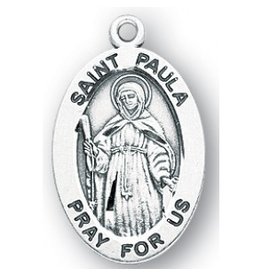 HMH Religious Sterling Silver St. Paula Medal-Pendant With 18" Chain Necklace