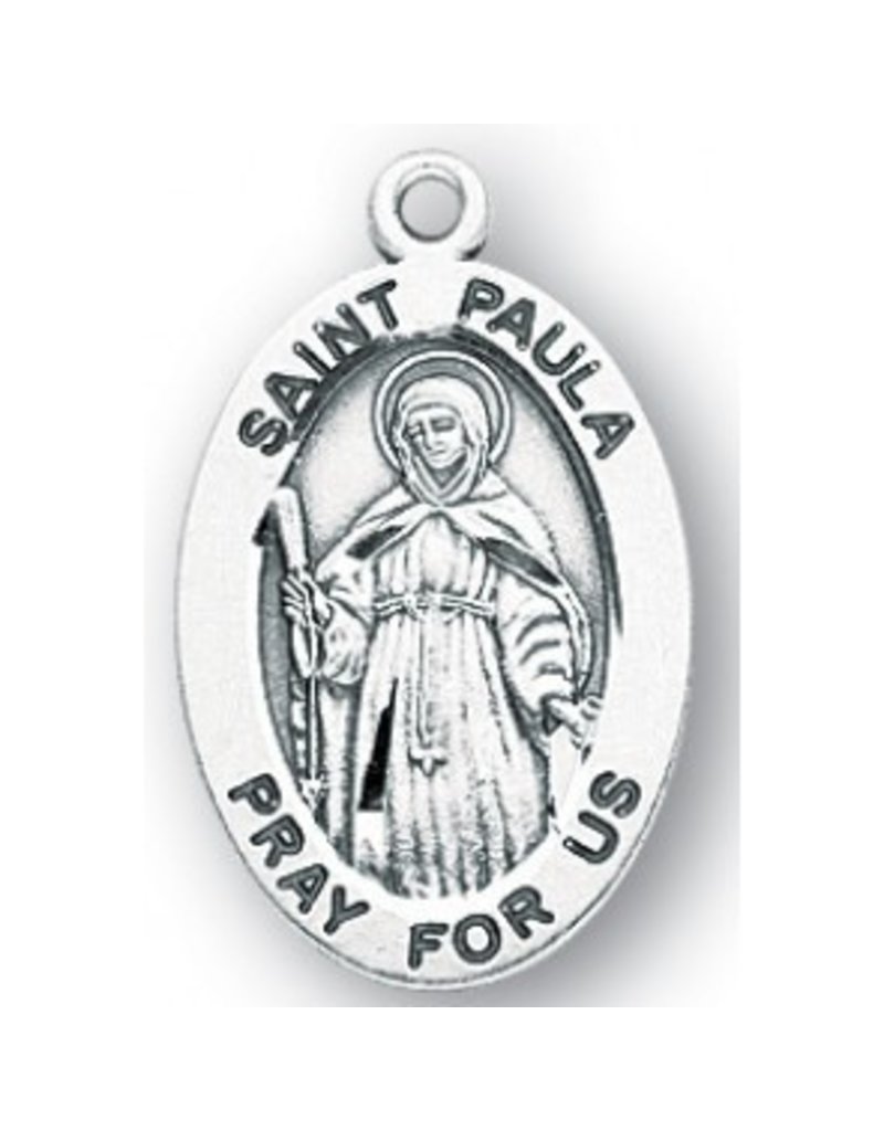 HMH Religious Sterling Silver St. Paula Medal-Pendant With 18" Chain Necklace