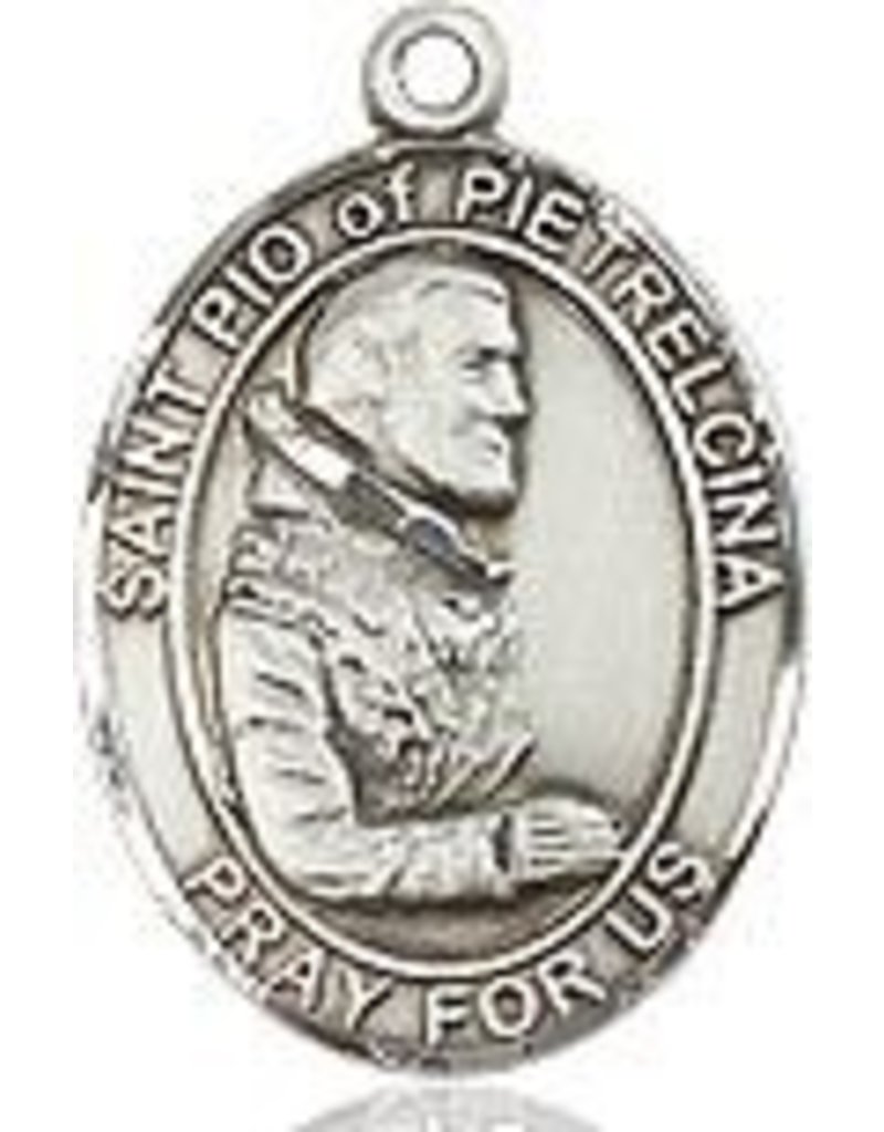 Bliss Manufacturing Sterling Silver St. Pio of Pietrelcina Medal With 20" Chain