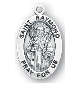HMH Religious Sterling Silver St. Raymond Medal-Pendant With 20" Chain Necklace