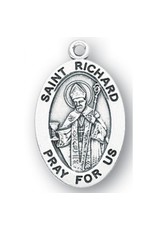 HMH Religious Sterling Silver St. Richard Medal-Pendant With 20" Chain Necklace