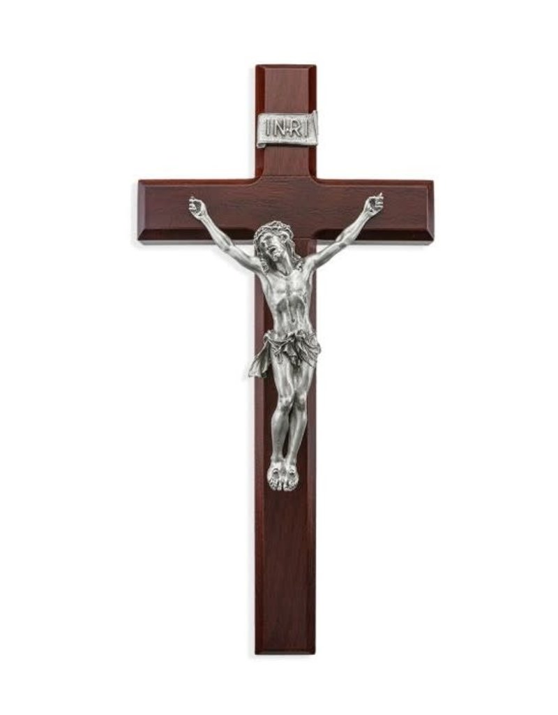 WJ Hirten 12" Dark Cherry Crucifix with Antique Pewter Corpus