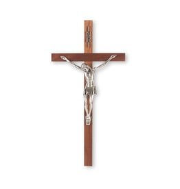 WJ Hirten 11" Walnut Cross with Fine Pewter Corpus