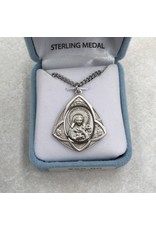 HMH Religious Sterling Silver St. Therese and Our Lady of Mount Carmel Quadangle Arch Medal With 20" Chain Necklace