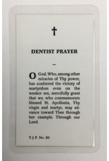WJ Hirten Laminated Holy Card Dentist Prayer