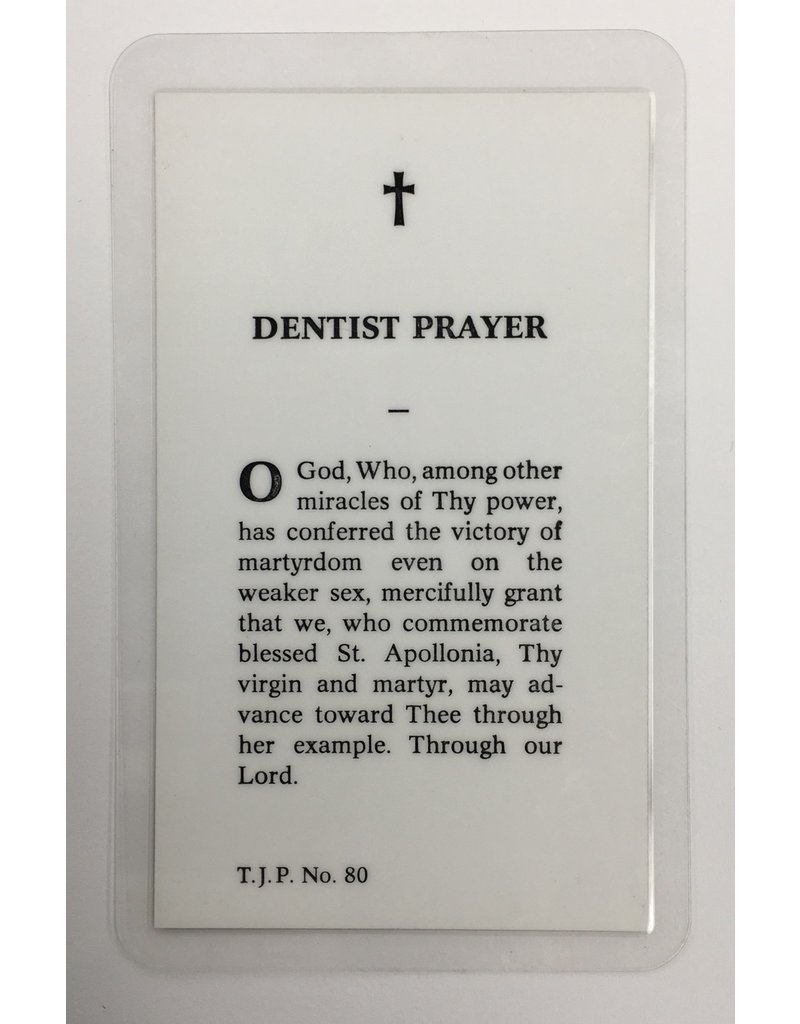 Laminated Holy Card Dentist Prayer