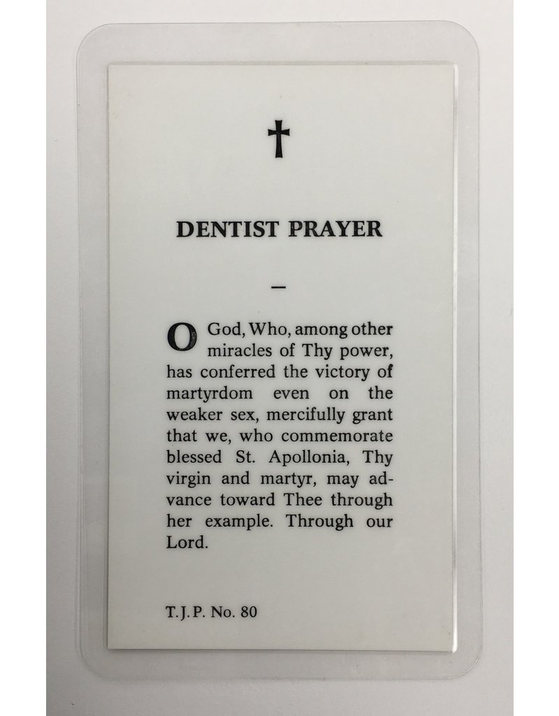 WJ Hirten Laminated Holy Card Dentist Prayer