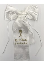 WJ Hirten White Brocade First Communion Arm Bow