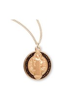 HMH Religious St. Benedict Jubilee Medal Gold over Sterling w/ Black & Red Epoxy (24" Chain)