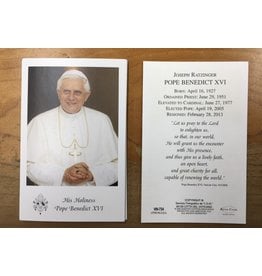 Barton Cotton Paper Holy Card - Pope Benedict XVI