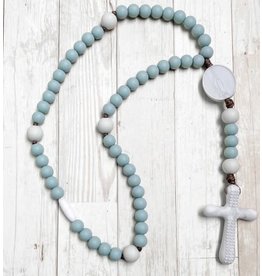Chews Life Gregory Silicone Rosary | Chews Life Rosary Blue Gray and Glacier Gray