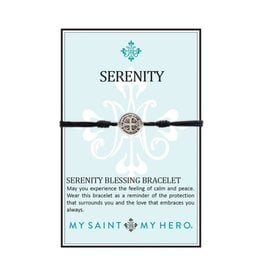 My Saint My Hero Serenity Blessing Bracelet - Silver Medal - Black
