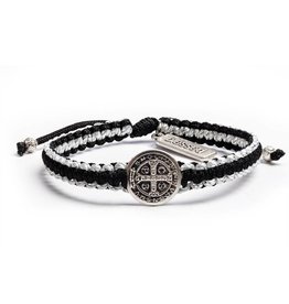 My Saint My Hero Gratitude Blessing Bracelet Black and Metallic Silver