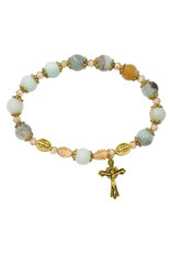 McVan Amazonite Antique Gold Rosary Bracelet