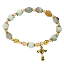McVan Amazonite Antique Gold Rosary Bracelet