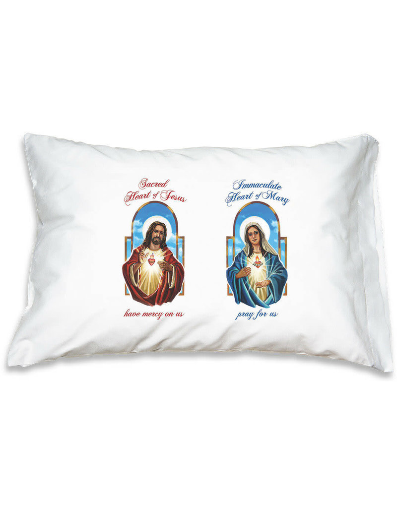IHM Designs Prayer Pillowcase Sacred Heart and Immaculate Heart