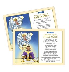 Holy Heroes Send Your Angel to Holy Mass Prayer Card (Eng/Esp)