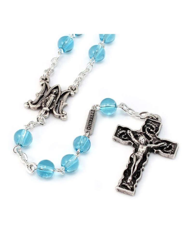 Ghirelli Annunciation Rosary, Silver and Aquamarine