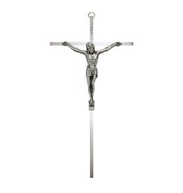Christian Brands Nickel Plated Cross with Antique Pewter Finish Corpus