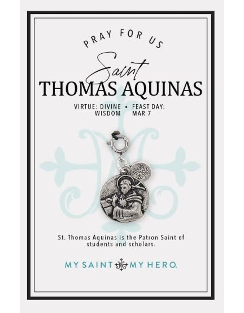 My Saint My Hero St. Thomas Aquinas Charm- Large, Silver