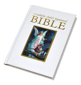 Regina Press Catholic Child's Baptismal Bible (Guardian Angel) - White Hardcover