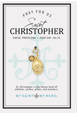 My Saint My Hero St. Christopher Charm- large, gold