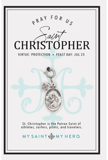 My Saint My Hero St. Christopher Charm- large, silver