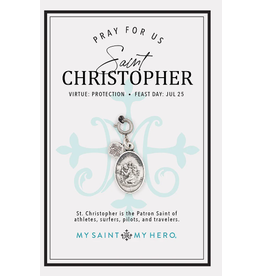 My Saint My Hero St. Christopher Charm- large, silver