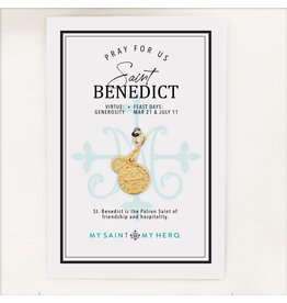 My Saint My Hero St. Benedict Medium Gold Medal Charm