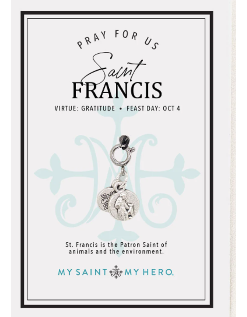 My Saint My Hero St. Francis and St. Anthony  Charm -Small, Silver Medal