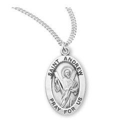 HMH Religious Sterling Silver St. Andrew Medal With 20" Chain Necklace