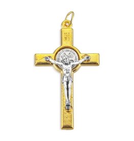 WJ Hirten (2 1/8") Gold St Benedict Crucifix Silver Ox Medal