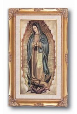 WJ Hirten 11" x 19" Genuine Gold Leaf and Wood Tone Framed Our Lady of Guadalupe
