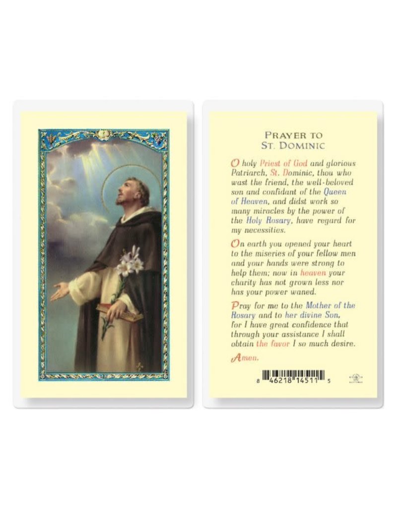 WJ Hirten Laminated Holy Card Prayer to St. Dominic
