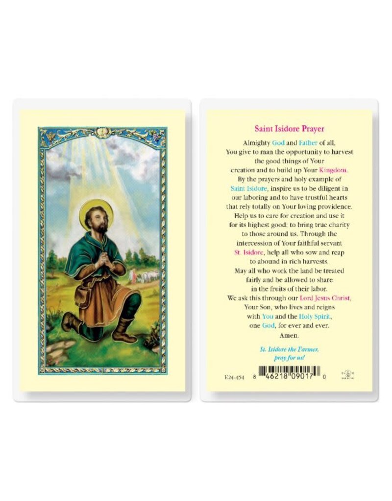 WJ Hirten Prayer to Saint Isidore Laminated Holy Card
