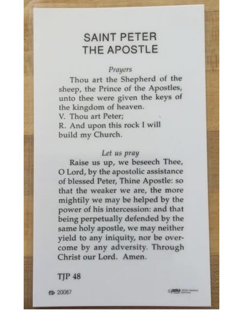 Laminated Holy Card Saint Peter the Apostle