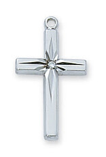McVan Sterling Silver Cross Pendant - Sterling Silver Cross with 18 in. Rhodium Plated Brass Chain and Deluxe Gift Box