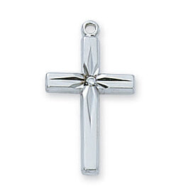 McVan Sterling Silver Cross Pendant - Sterling Silver Cross with 18 in. Rhodium Plated Brass Chain and Deluxe Gift Box