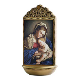 Christian Brands Sassoferrato Madonna and Child 6" Holy Water Font