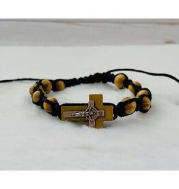 Oremus Mercy Wooden Bracelet with Crucifix
